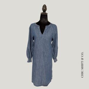 Talbots Denim Shift Dress - Textured Cotton, Size 10